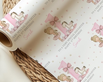 Papel de regalo personalizado para el primer cumpleaños de una bailarina, papel de regalo personalizado, papel de regalo con número de cumpleaños para ella, papel de regalo de cumpleaños, cumpleaños infantil.