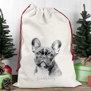 Personalised french bulldog Christmas sack, dog breed santa sack, dog lovers Christmas gift, frenchie gifts