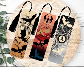 Segnalibro Onyx Storm - Segnalibro Quarta Ala - Segnalibro Fiamma di Ferro - Merchandise Booktok - Drago - Violet Sorrengail - Set da 3 segnalibri