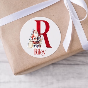 Personalised Christmas stickers, Santa gift tags, custom Christmas packaging, red Christmas Santa gift packaging labels, gift wrap tags