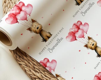 Personalisierte Valentinstag Geschenkpapier, Yorkshire Terrier Valentinstag Geschenkpapier, Valentinstag Geschenkpapier, Hund Mama, Hund Papa