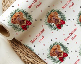 Personligt julklappspapper för hundar | Anpassad presentpappersrulle för hundraser | Julklapp för hundälskare