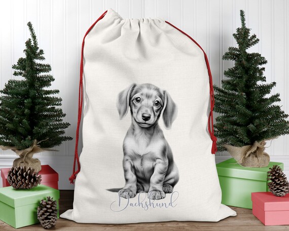 Personalised Dachshund Christmas Sack, Dog Breed Santa Sack, Dog