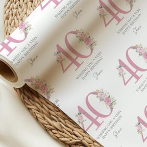 Presentpapper till 40-årsdag, presentpapper till milstolpar för henne, personligt presentpapper till 40-årsdag, 30-, 40-, 50-, 60-, 70-, 80-, 90-årsdag