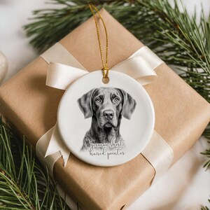 Boule de Noël personnalisée pour chien d'arrêt allemand à poil court, boule de Noël en céramique de race de chien, cadeau de Noël pour amoureux des chiens,