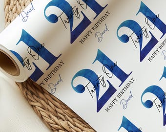 Carta da regalo di lusso personalizzata per il 21° compleanno, carta da regalo per traguardi importanti, qualsiasi età, buon 21° compleanno, blu scuro, per lui, per lei