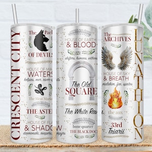 Crescent City 20oz tumbler, Book merch, fantasy reader gift, Booktok, Sarah J Maas