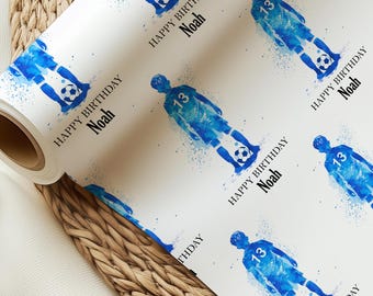 Inpakpapier voetbalverjaardag voetbal, inpakpapier voetbal, gepersonaliseerde cadeaupapier voetbalverjaardag voetbal, inpakpapier voetballeeftijd jongen, elke leeftijd
