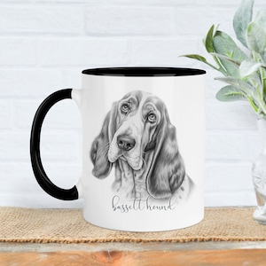 Personalised dog breed mug, Bassett hound gift, Bassett hound mug, 11oz ceramic mug, dog lover gift, Bassett hound dog