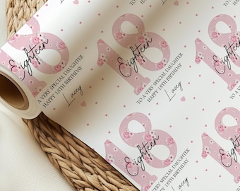 Carta da regalo personalizzata per il 18° compleanno, carta da regalo per traguardi importanti, qualsiasi età, buon 18° compleanno, figlia, numeri floreali rosa