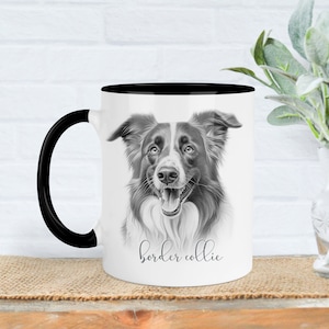 Personalised dog breed mug, border collie gift, border collie mug, 11oz ceramic mug, dog lover gift, border collie dog