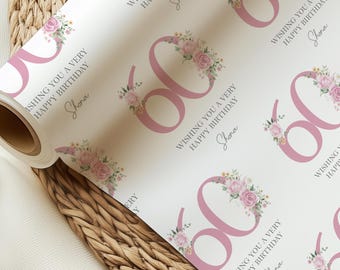 Papel de regalo para 60 cumpleaños, papel de regalo para ella, papel de regalo personalizado para 60 cumpleaños, 30, 40, 50, 60, 70, 80 y 90.