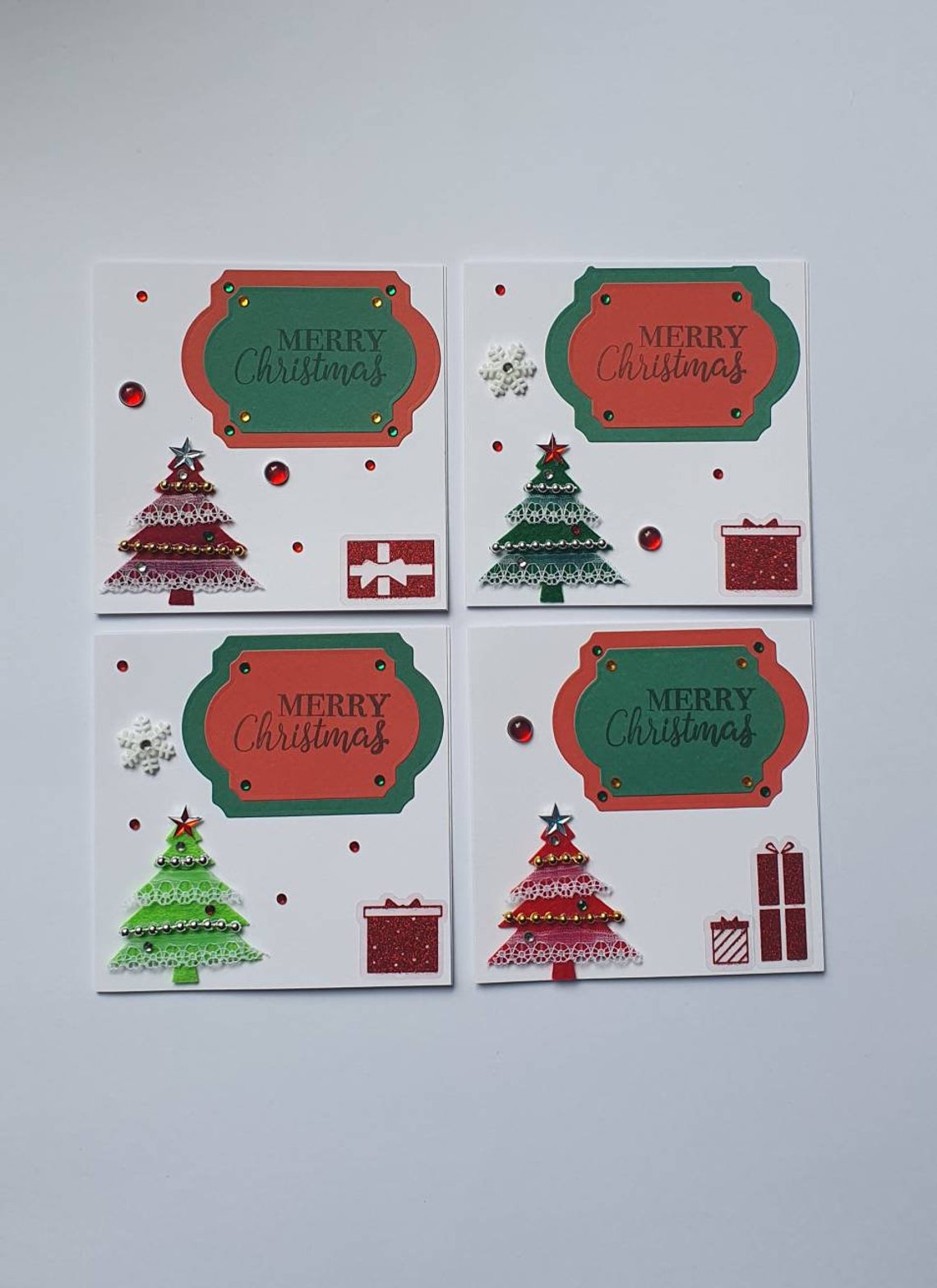 Christmas card pack set of 4 Christmas gifts greeting Etsy