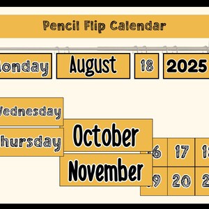 Pencil Flip Calendar for Classroom, Classroom Decor, Classroom Calendar, Pencil Design