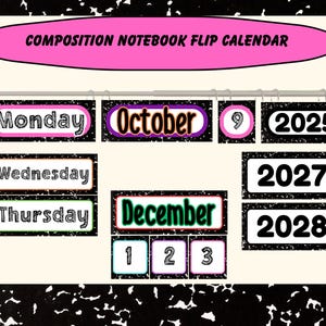 Composition Notebook Flip Calendar for Classroom, Classroom Calendar, Classroom Decor