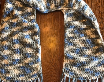 Crocheted Blue Scarf