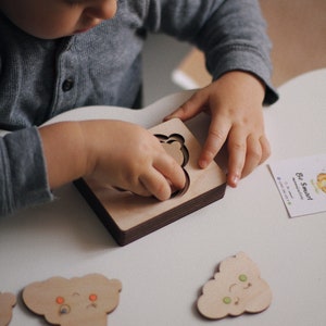 Hand Painted Multilayer Wooden Clouds Puzzle Montessori Wooden Puzzle ...