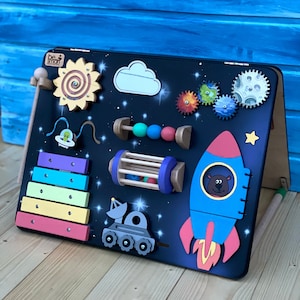 Busy board space theme | busyboard | sensory board | travel busy board | busy board toddler | activity board | sensory table | fidget board