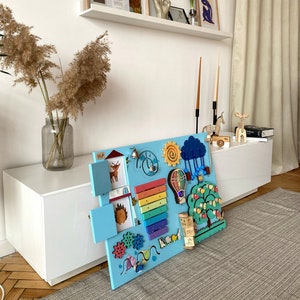 Tavola occupata per bambini con Faro 50x70 cm Tavola sensoriale per bambino Montessori busyboard Tavola occupata 1 anno / Tavola Fidget Tavola attività immagine 9