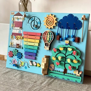 Tavola occupata per bambini con Faro 50x70 cm Tavola sensoriale per bambino Montessori busyboard Tavola occupata 1 anno / Tavola Fidget Tavola attività Wall mounting