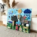 Toddler busy board of bright colors 50x60 cm Sensory board for baby Busyboard Montessori busy board Fidget board Activity board Sensory wall 