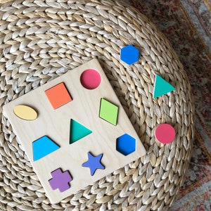 Geometric puzzle | wooden shape sorter | montessori geometry | wooden shape puzzle | color sorting toy | toddler toy | wooden toy