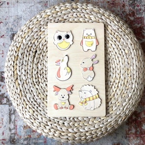 Forest animal puzzle wooden shape sorter | Personalized color sorting toy | Montessori puzzle sensory board | Wooden sorting toy toddlers