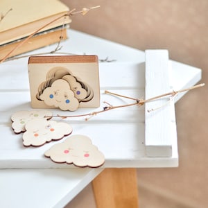 Handbemaltes mehrschichtiges Holzwolken Puzzle Montessori Holzpuzzle Mehrlagig Puzzle Form Puzzle Lernspiel spielzeug Kleinkind Puzzle