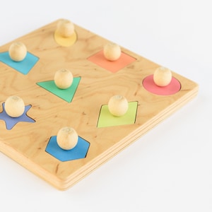 Geometric shape wooden puzzle Montessori puzzle Wooden toy Shape sorter puzzle Toddler toy Educational toy Sorting toy image 8