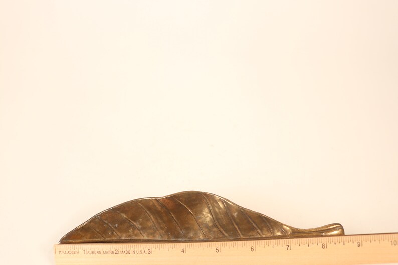 1982 RJ Reynolds Brass Tobacco Leaf Ashtray Vintage Retro Office