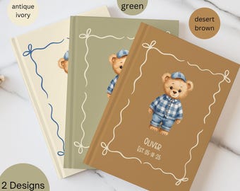 Diario de osito de peluche personalizado, regalo para mamá primeriza, embarazo o baby shower, cuaderno con nombre personalizado para niños, niñas, adolescentes y adultos.
