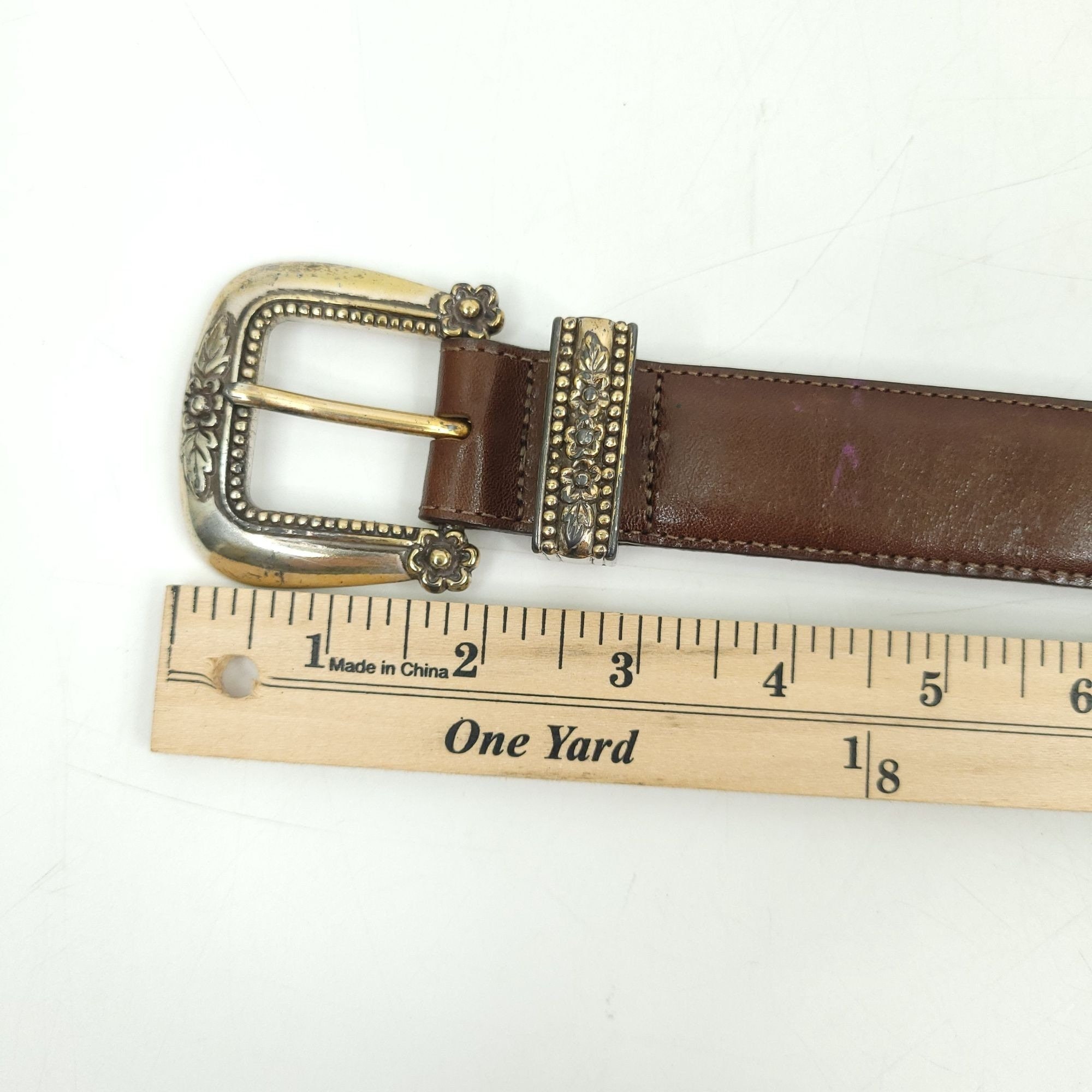 Talbots Gardening Theme Belt Womens Brown Leather Vintage  display picture 1