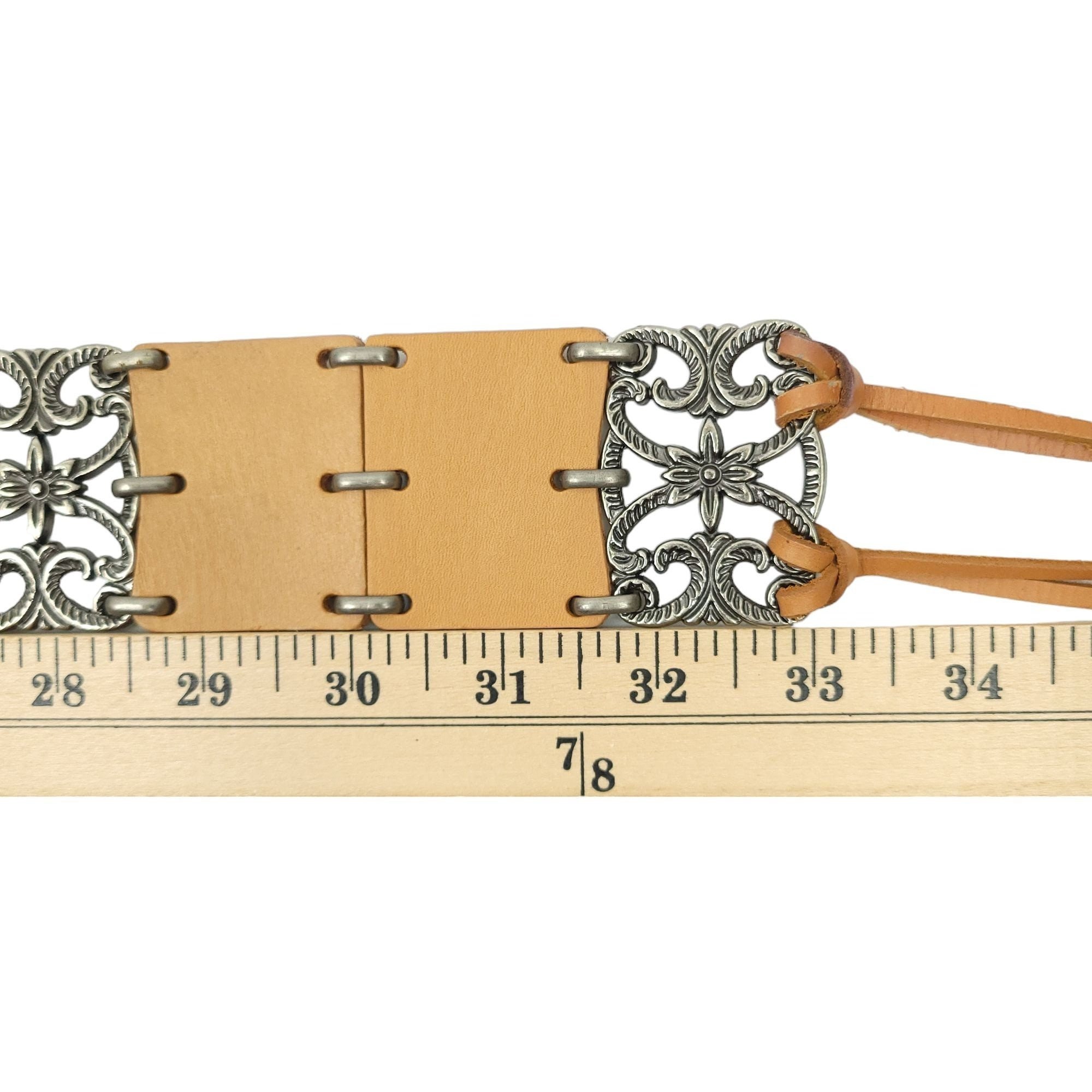 Nine West Brown Fringe Belt READ Metal Detail Vintage Size M/L Western Boho Nine West Brown Fringe Belt READ Metal Detail Vintage Size M  main image 3