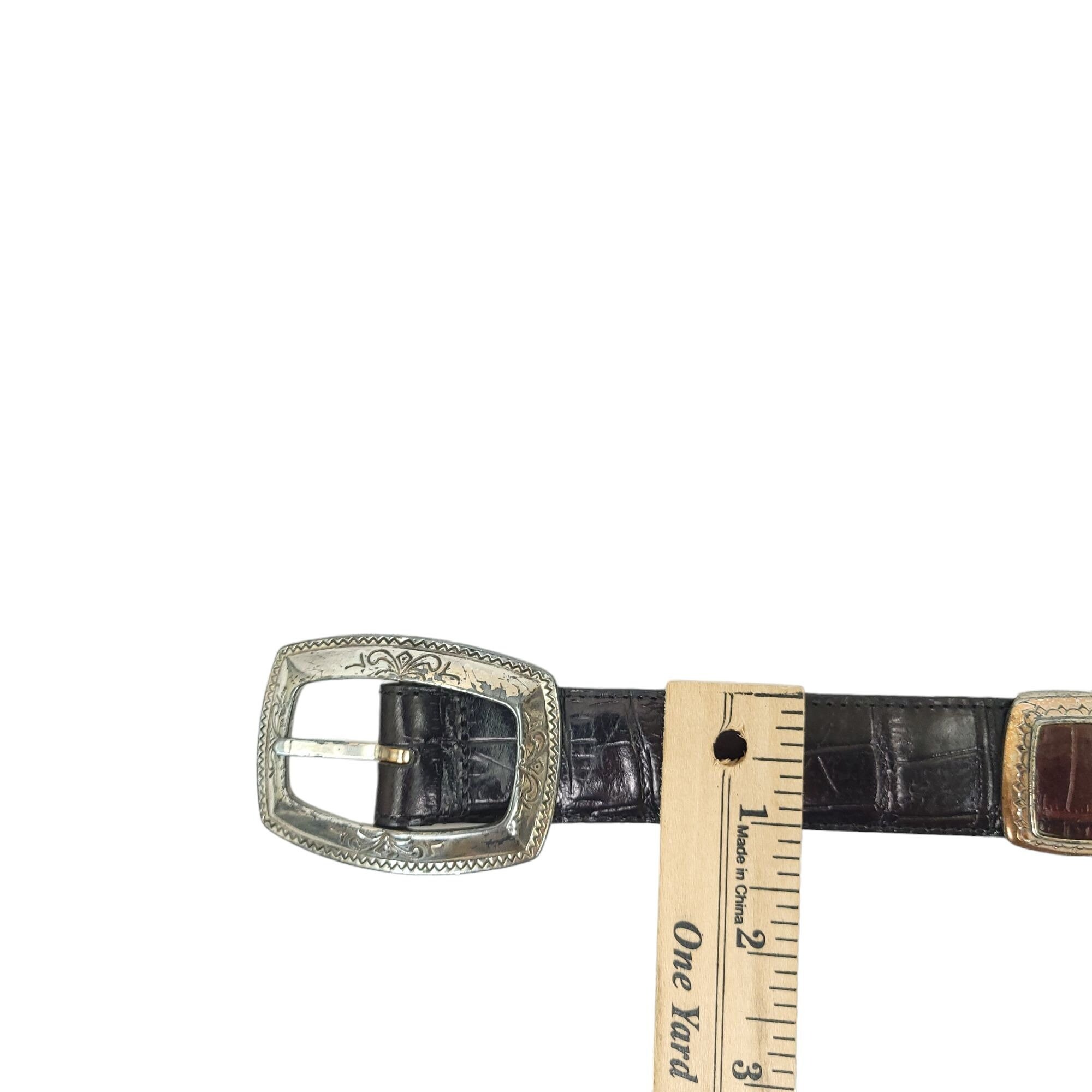 Brighton Belt Medium Black Leather Silver Gold Buckle Accents Western Boho USA Vintage Brighton leather belts women main image 3