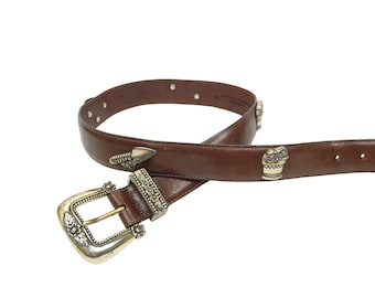 Honest by Brighton Brown Leather Belt Vtg Sz 32 Endangered  display picture 1