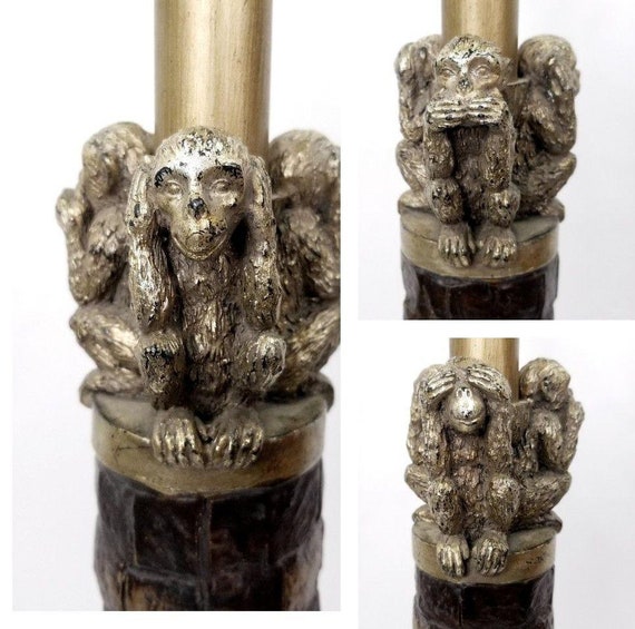 Uttermost Three Wise Monkeys Table Lamp AS IS Hear No Speak No See