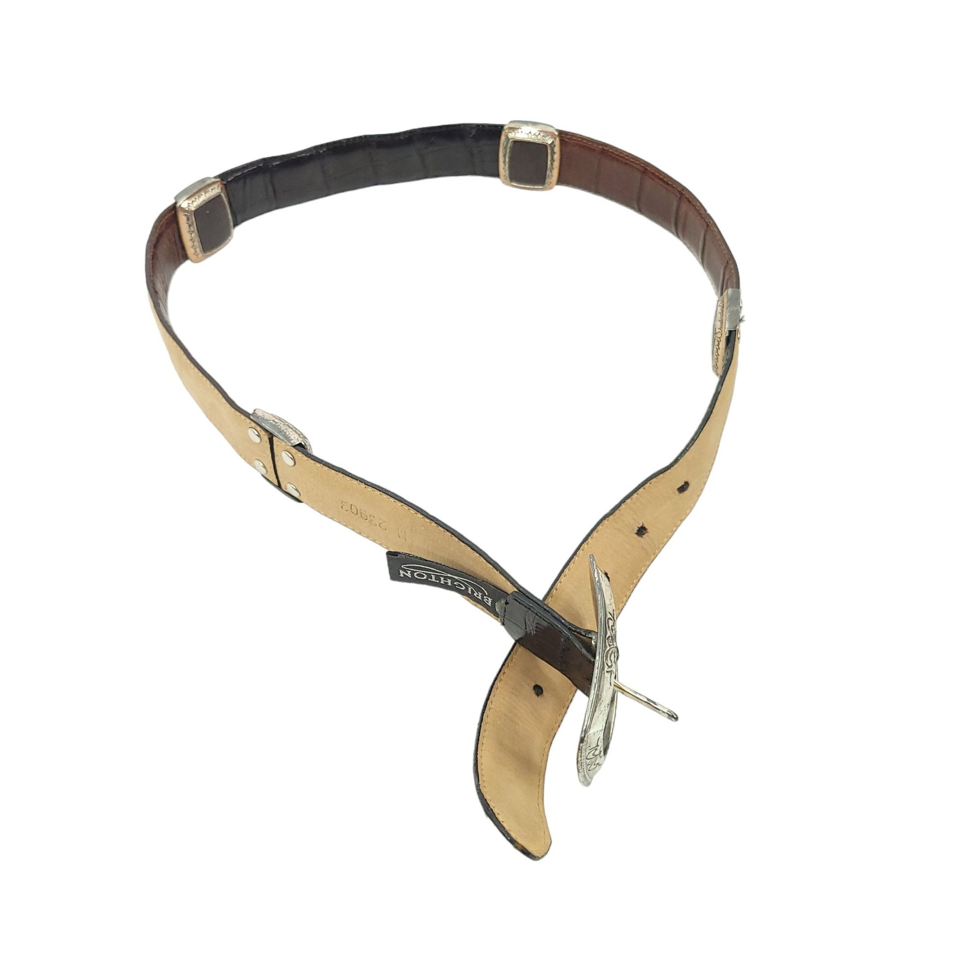 Brighton Leather Belt Black Brown Vintage Size M Silver Gold  display picture 3