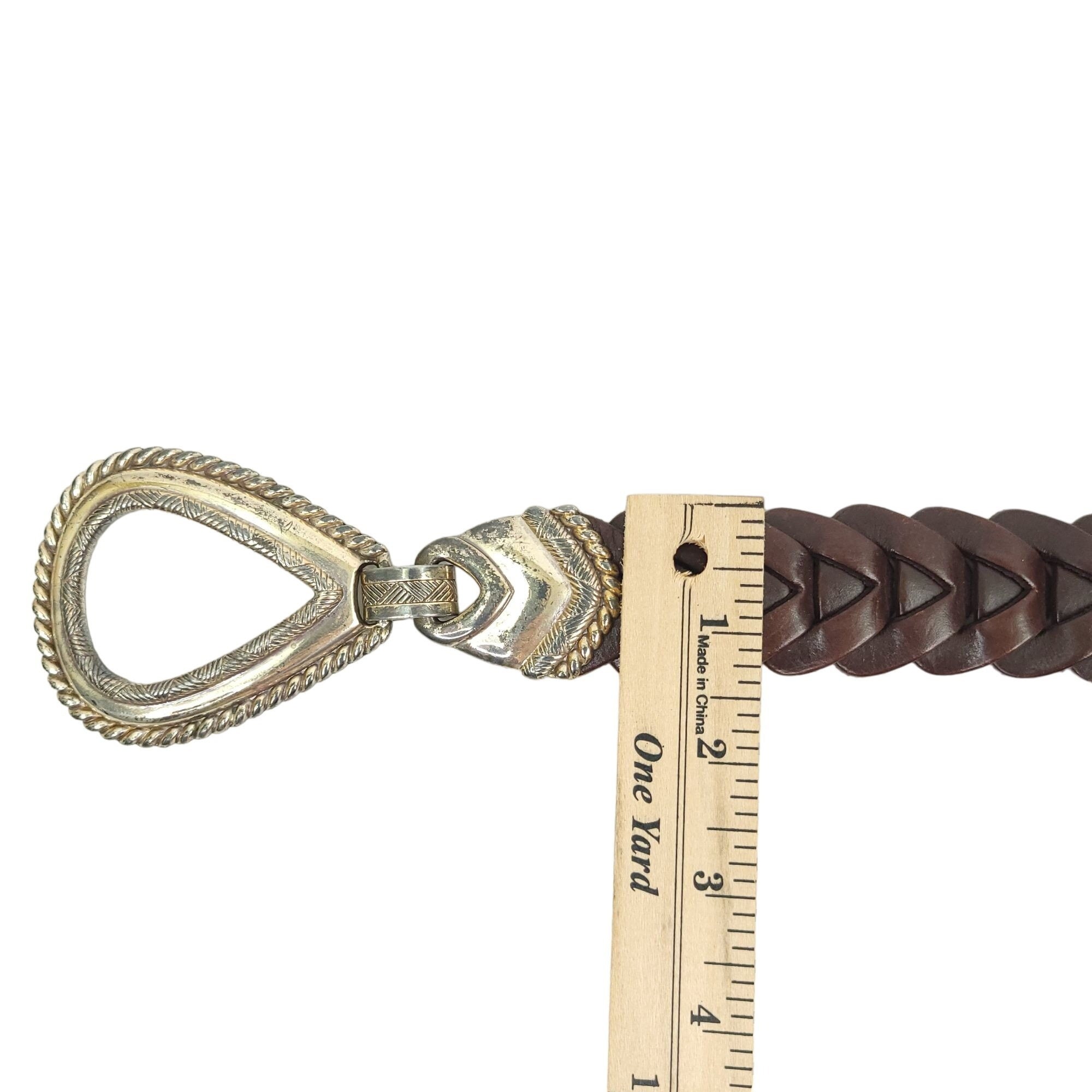 Braided Brown Leather Belt Vintage R.O.C. Womens Sz S  display picture 3