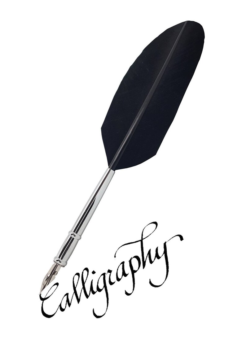 Calligraphy Set Quill Pen with Real Feather and Stainless Etsy