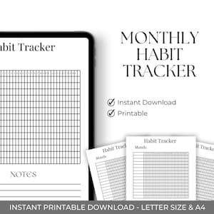 Weekly Habit Tracker Digital | Monthly Tracker PDF | Printable Habit Planner |  Motivation Planner & Tracking System for Success