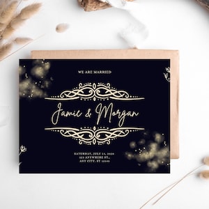 Save The Date Card | Navy Blue & Gold Minimalist Template | Wedding Save The Date | Elegant Invitation | Custom Wedding Invite | Bestseller