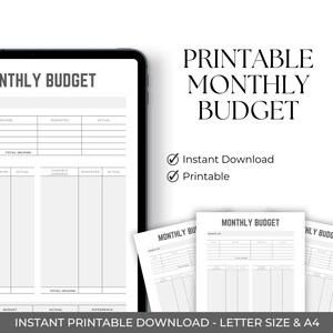 Monthly Budget Sheet Printable | A4 Spending Tracker & PDF Planner Download | Monthly Budget Tracker Tool