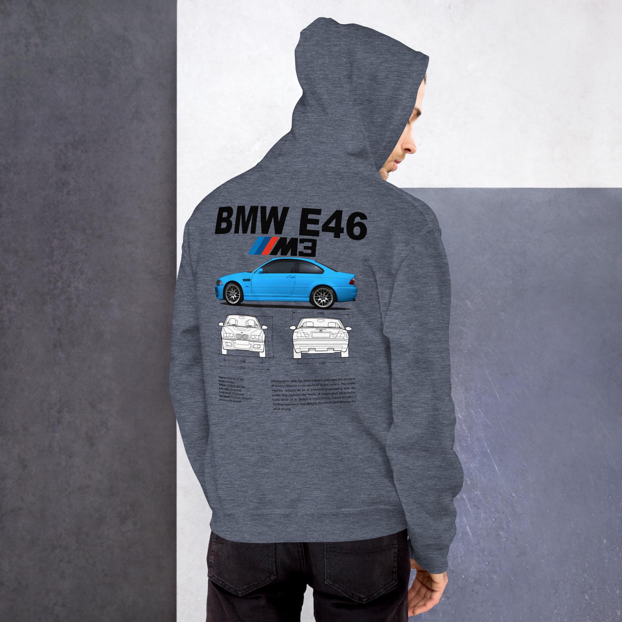 BMW E46 M3 Hoodie, BMW Motorsport Gifts, Birthday Gifts for Car Guys ...