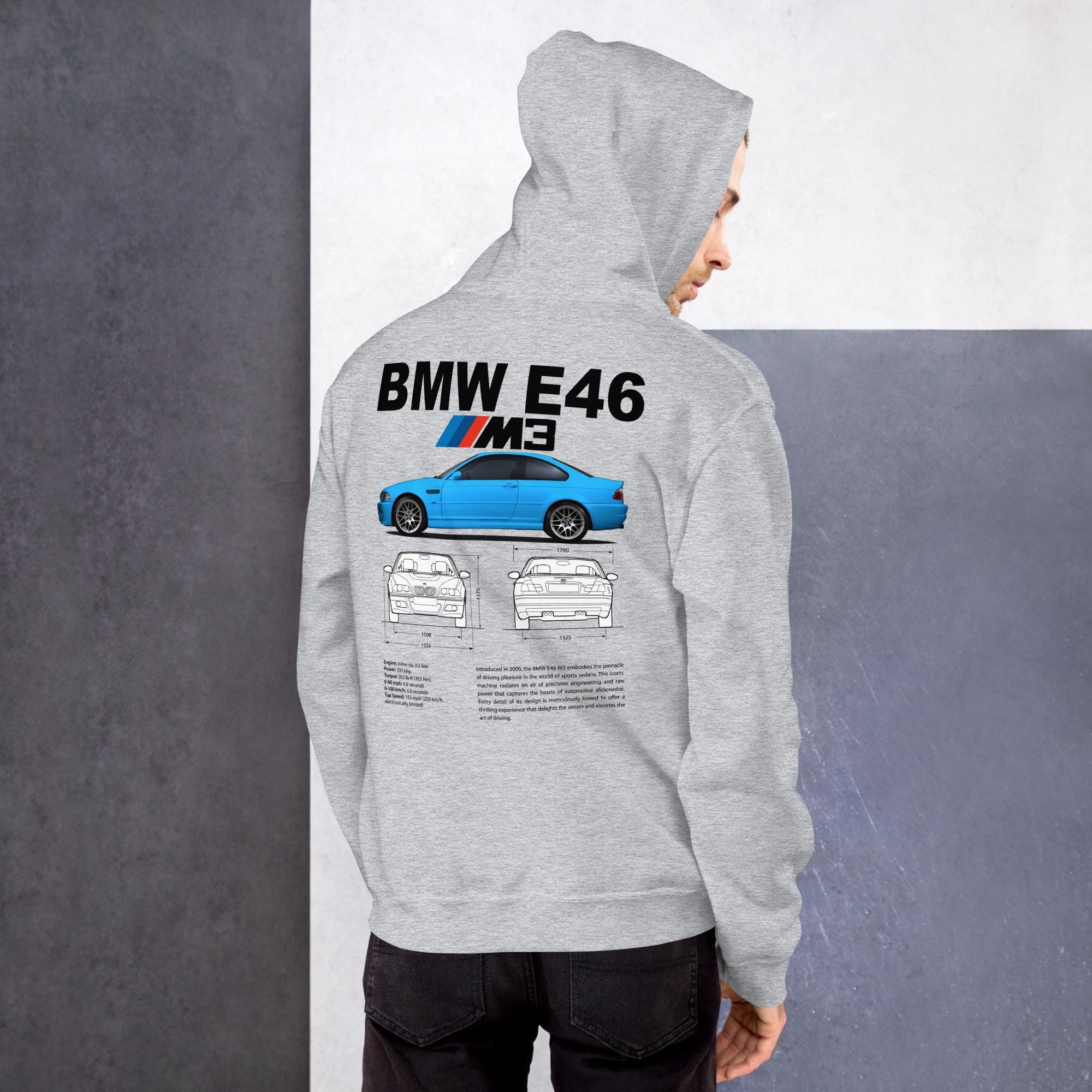 BMW E46 M3 Hoodie, BMW Motorsport Gifts, Birthday Gifts for Car Guys ...