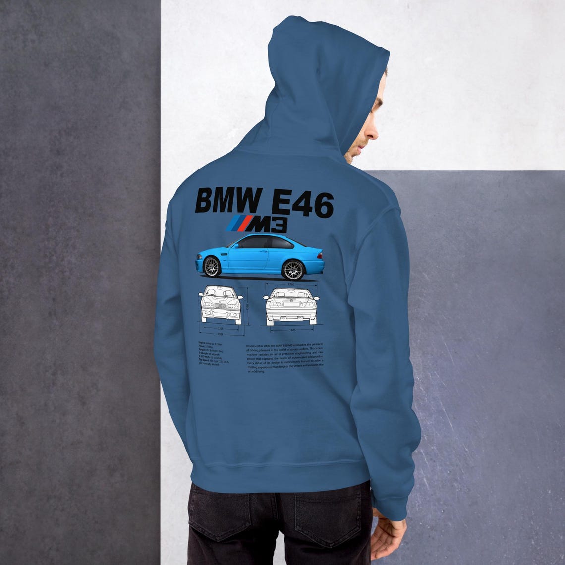 BMW E46 M3 Hoodie, BMW Motorsport Gifts, Birthday Gifts for Car Guys ...