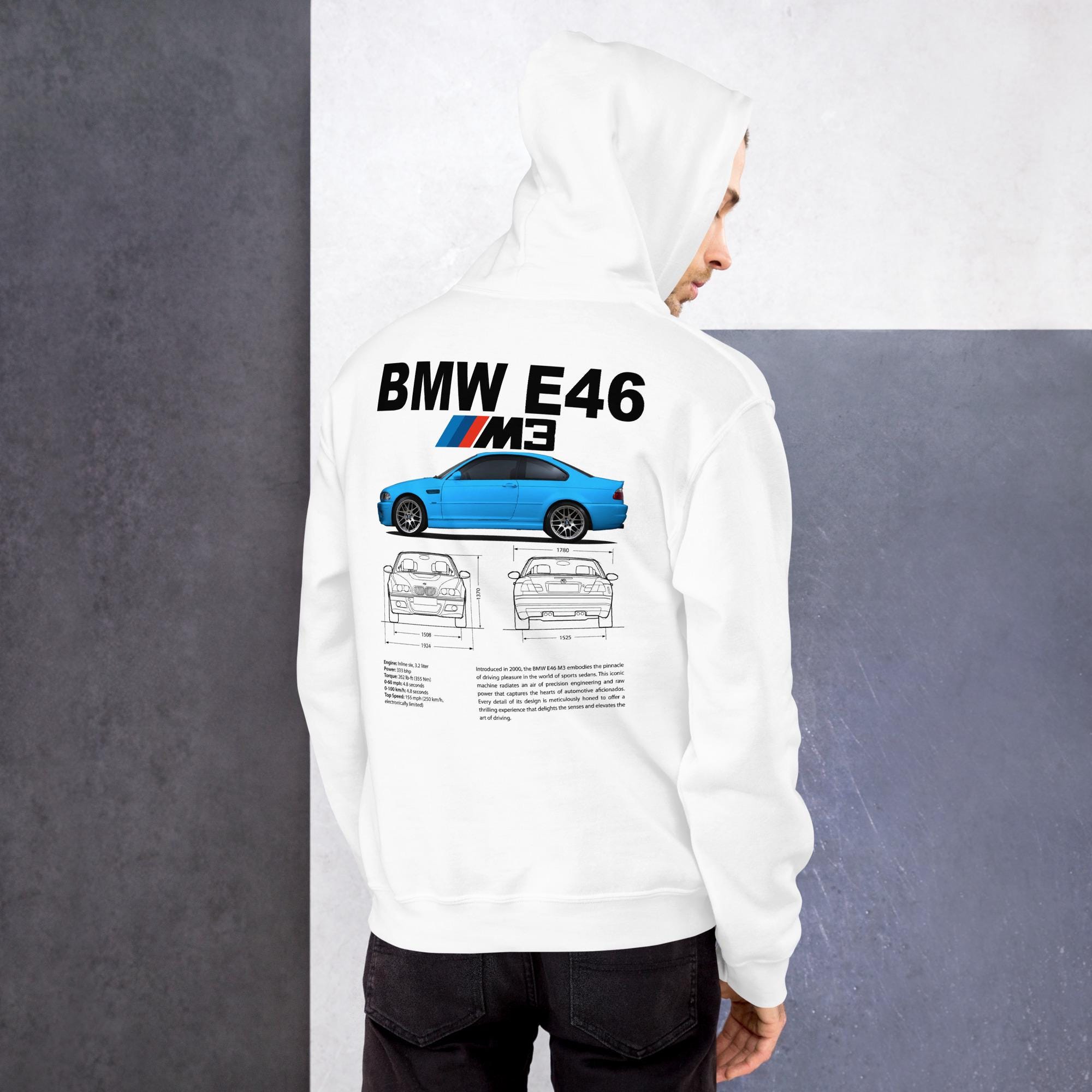 BMW E46 M3 Hoodie, BMW Motorsport Gifts, Birthday Gifts for Car Guys ...