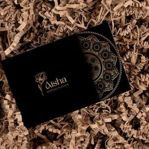 Business Card | Editable Black & Gold Elegant Business Card Template | Canva Landscape 8.5 x 5cm Design