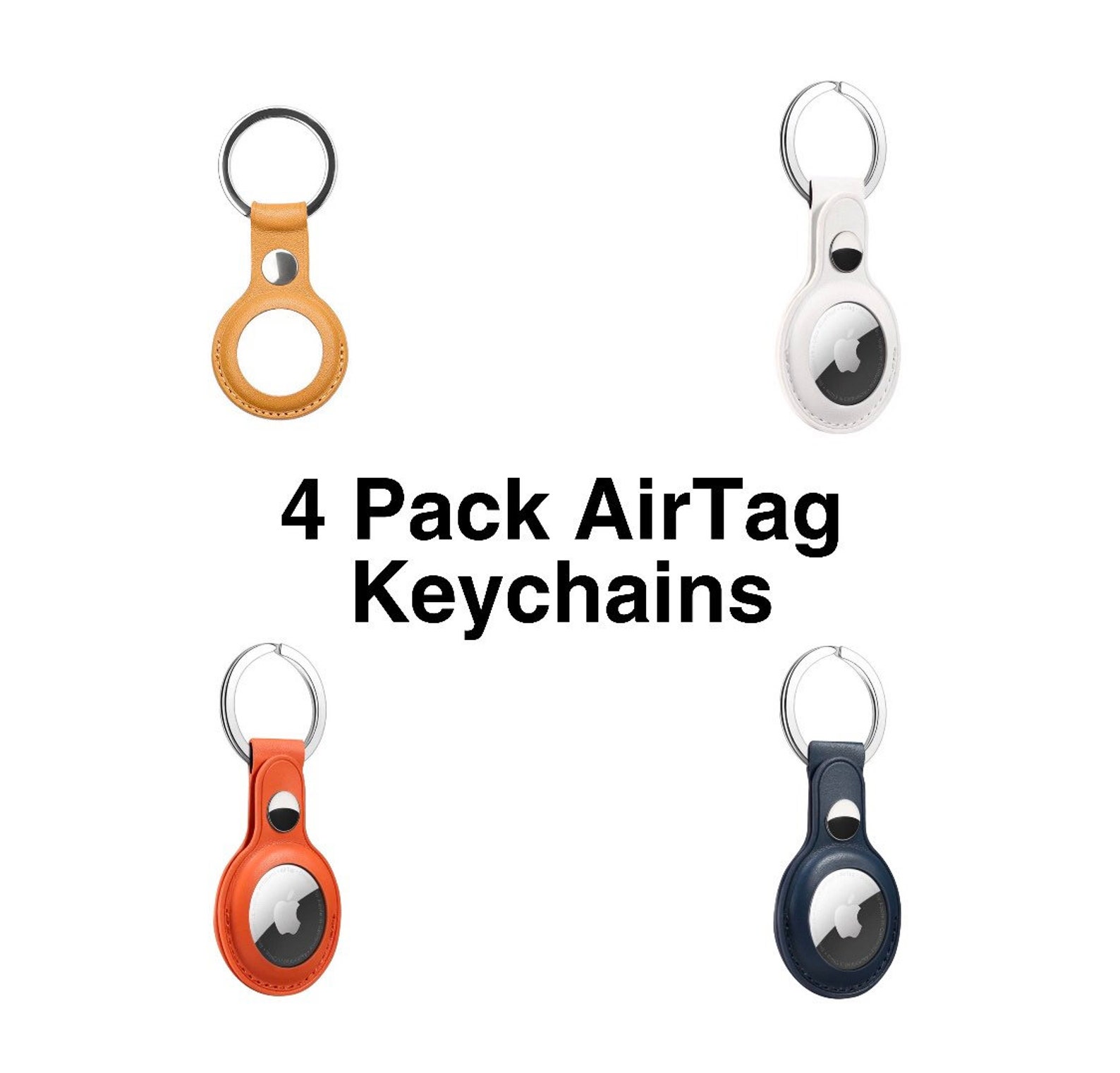 Premium 4 Pack Leather AirTag Keychains For Apple AirTags Key Etsy