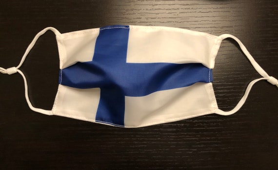 Finland Flag Face Mask 2-Pack, Organic Cotton, Adjustable