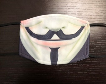 Anonymous Face Mask Washable Adjustable Filter Pocket Vendetta Hacker